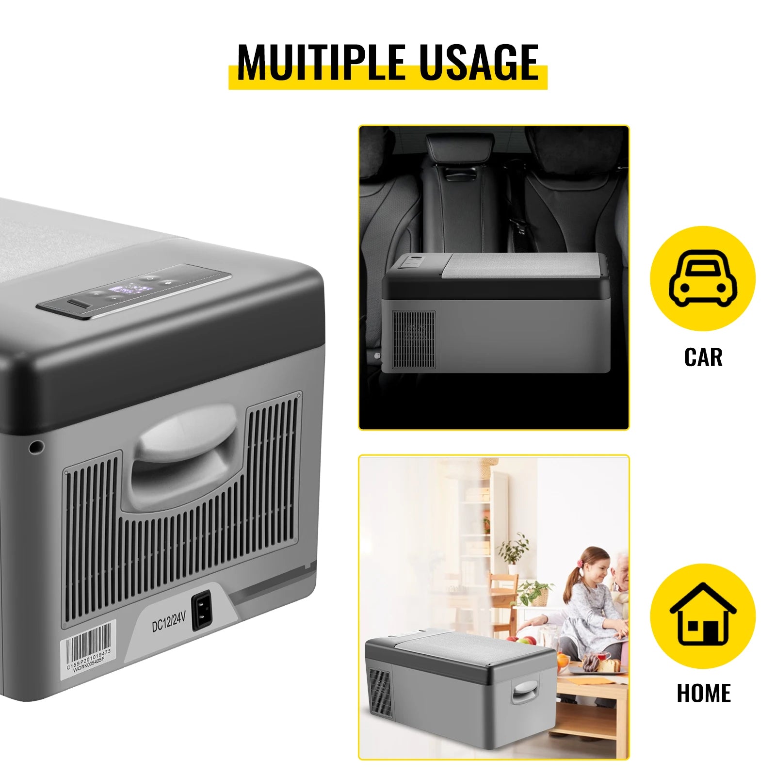 VEVOR 15L 95L Car Refrigerator Portable Fridge Freezer 12/24V DC 110-240 AC for Home Outdoors RV Boat Camping Traveling Use